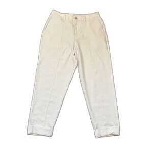 A New Day Womens High-Rise Pintuck Cuffed Ankle Pants Size 12 Ivory Cream White